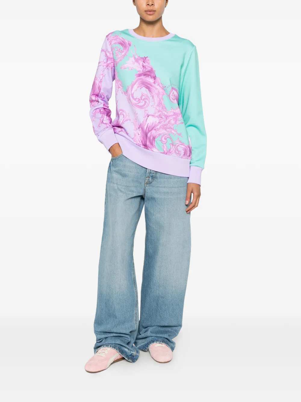 Versace Jeans Couture Sweater met barokprint Paars