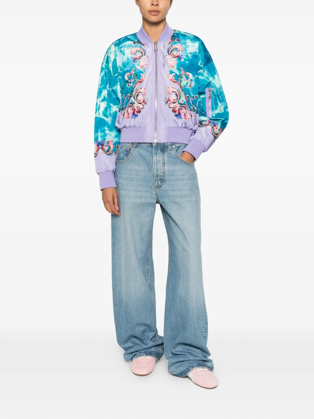 Versace Jeans Couture Omkeerbaar bomberjack met bloemenprint Blauw