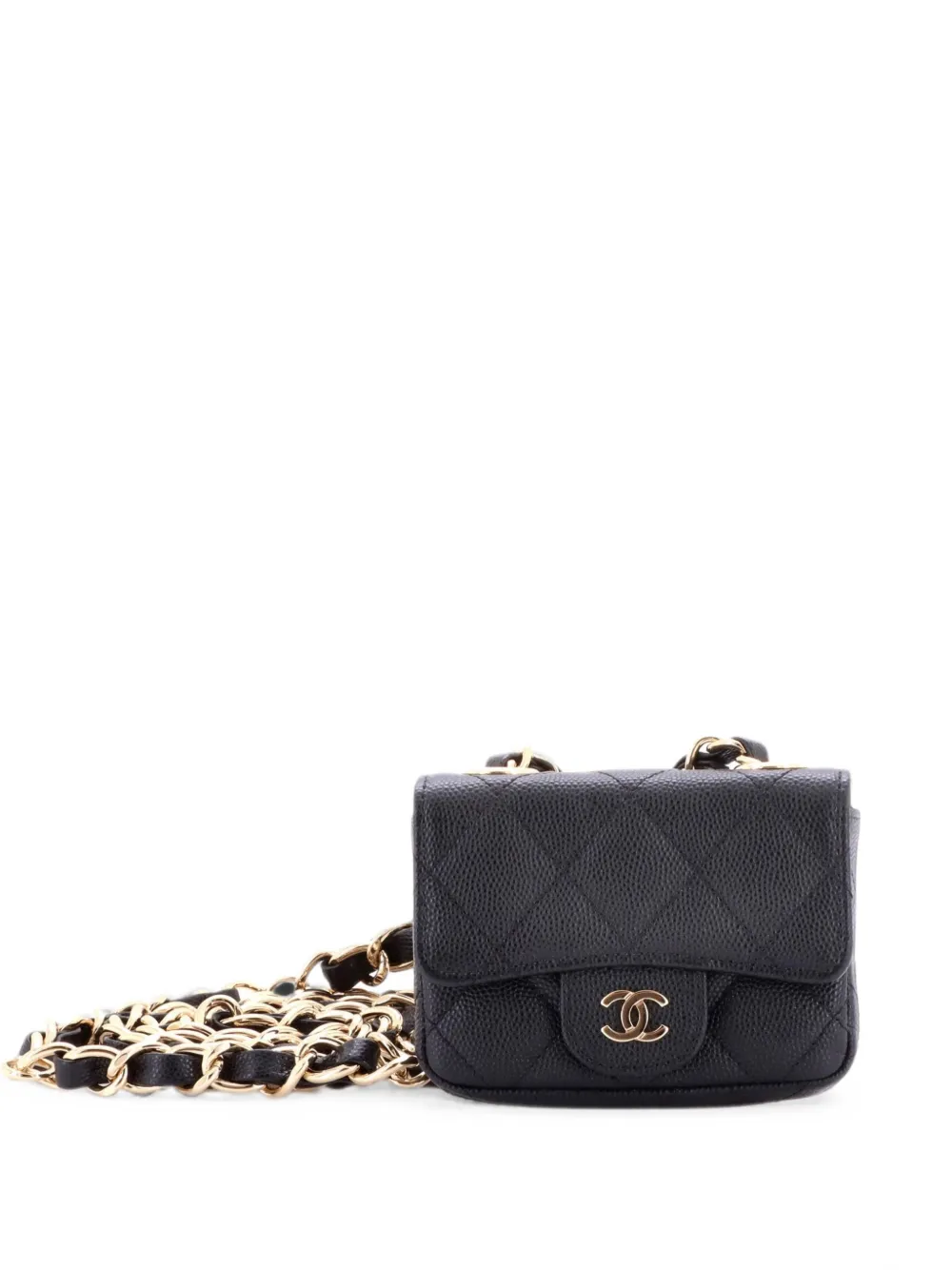 CHANEL Pre-Owned Mini Classic Gürteltasche aus gestepptem Kaviarleder - Schwarz
