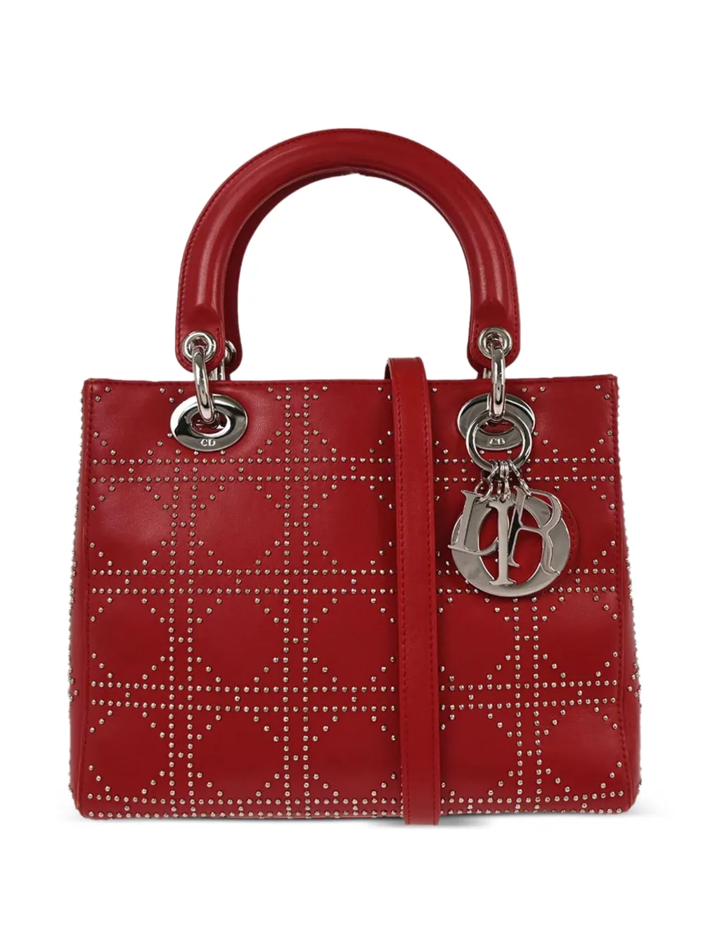 Christian Dior Pre-Owned 2003 Cannage studded Lady Dior handbag - Red
