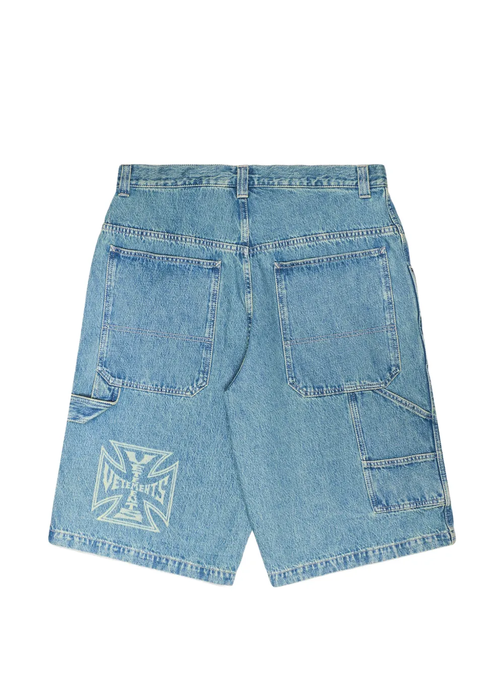 VETEMENTS Biker Cross denim shorts Blauw
