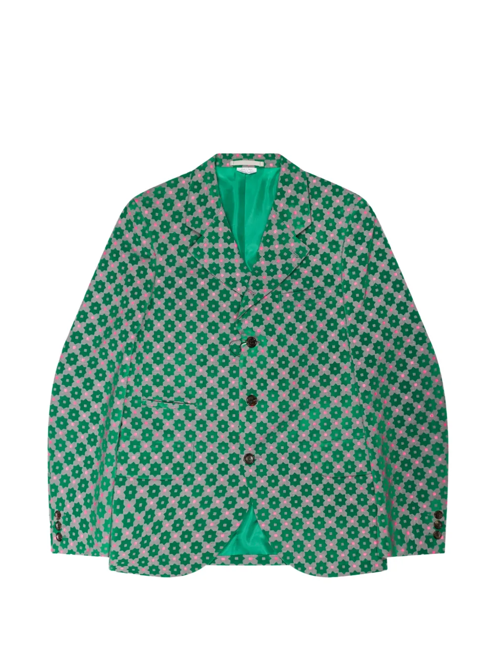 Comme des Garçons Homme floral-print three-button blazer - Verde