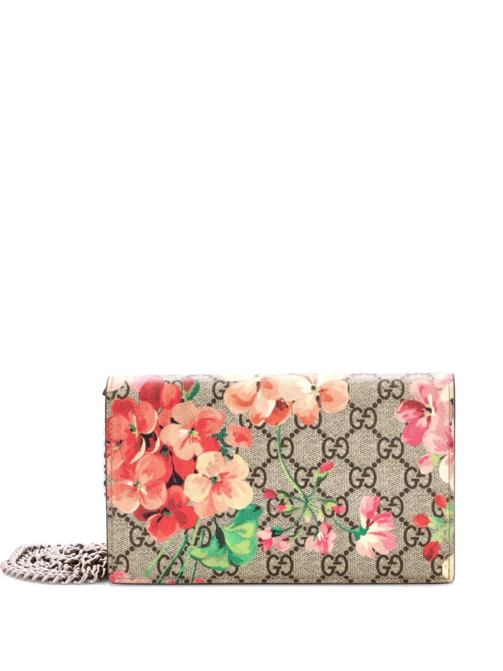 Gucci Pre-Owned Chain Wallet Blooms Print GG Coated Canvas crossbody bag - Marrone
