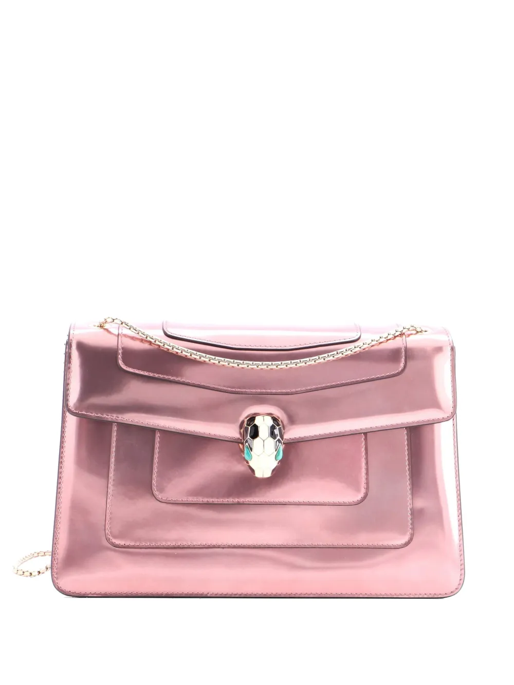 Bvlgari Pre-Owned Mittelgroße Serpenti Forever Schultertasche aus Leder in Metallic-Optik - Rosa