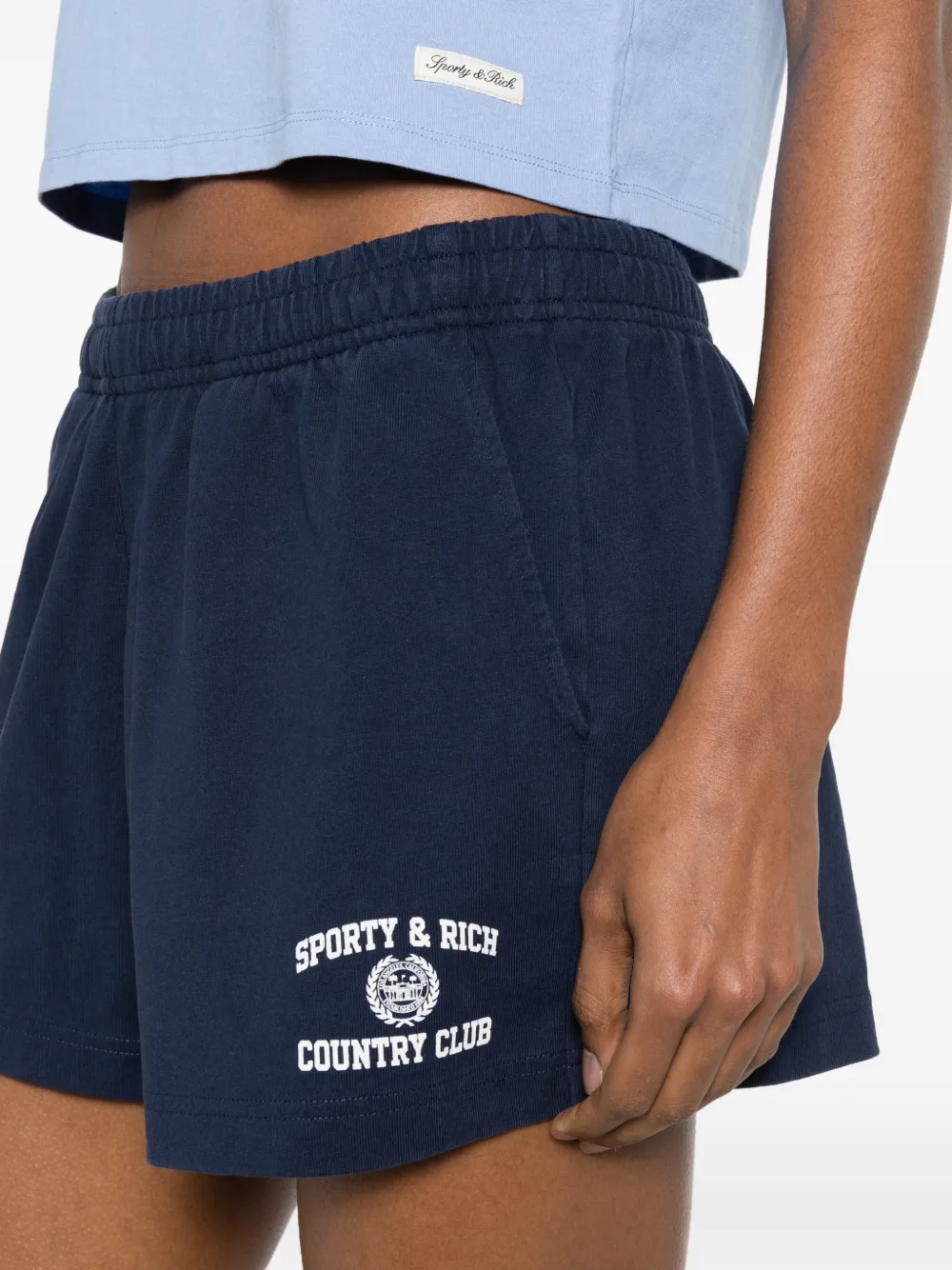 Sporty & Rich Shorts met logopatch Blauw