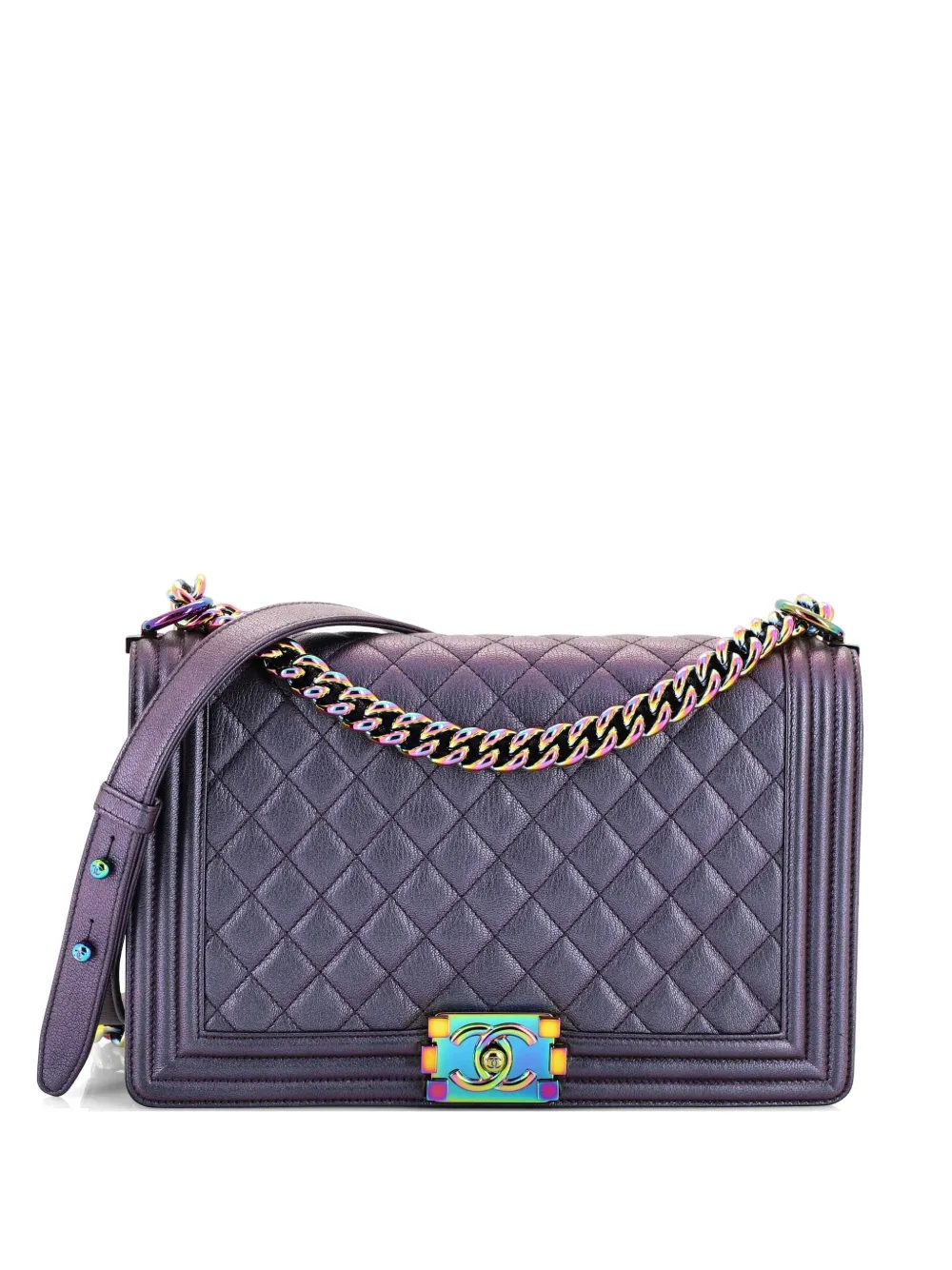 CHANEL Pre-Owned Boy Flap Bag Quilted Iridescent Goatskin New Medium shoulder bag - Viola