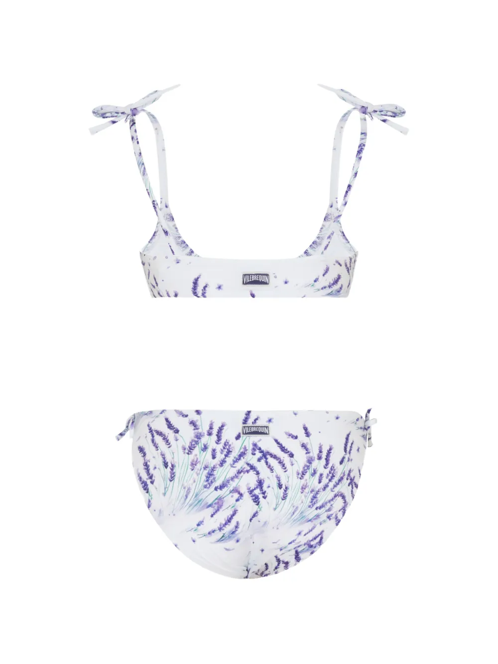 Vilebrequin Kids Bikini met lavendelprint en gestrikt bandje Wit