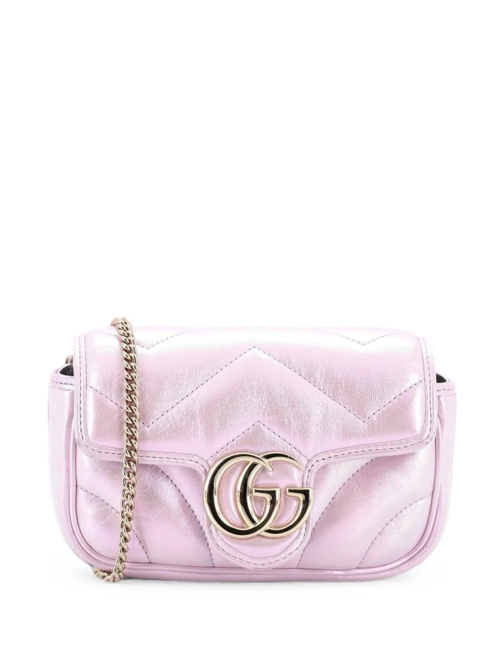 Gucci Pre-Owned Super Mini GG Marmont Flap Bag Chevron Iridescent Umhängetasche - Mehrfarbig