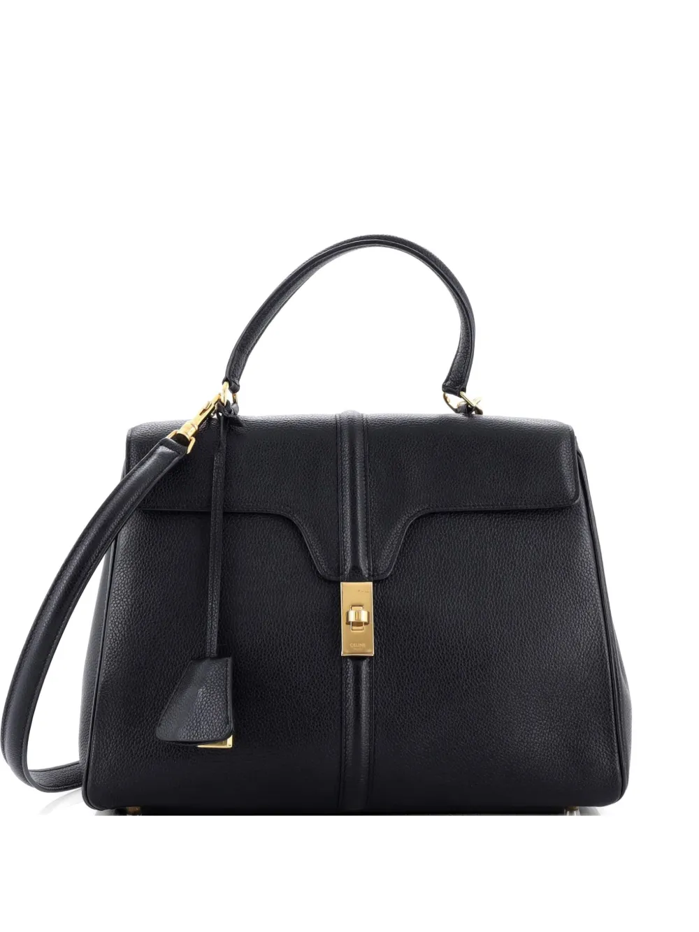 Celine Pre-Owned 16 Top Handle Bag Grained Calfskin Medium shoulder bag - Black