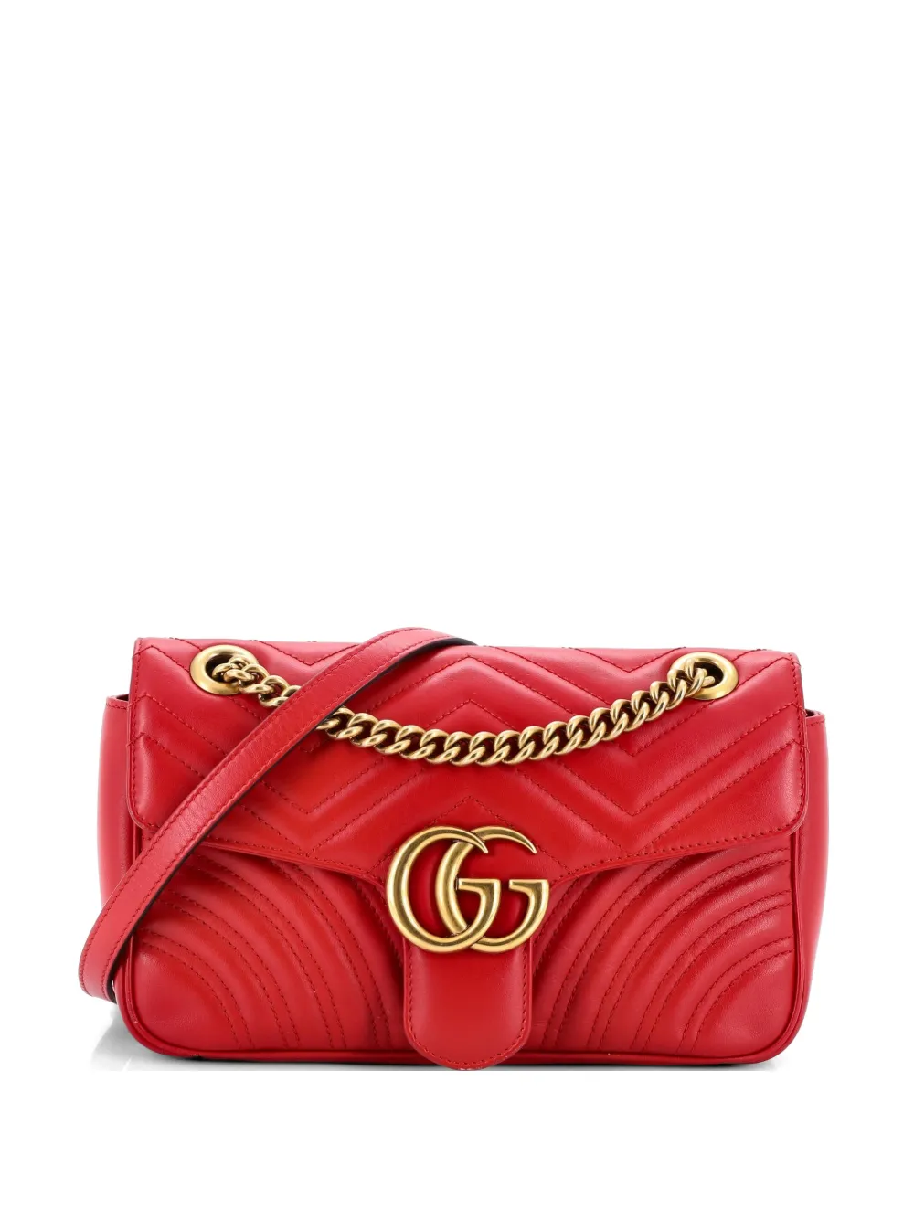 Gucci Pre-Owned GG Marmont Flap Bag Matelasse Leather Medium shoulder bag - Rot