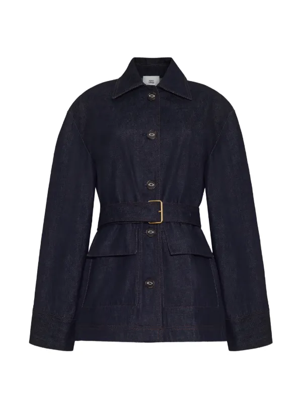 Adam Lippes Brixson Belted Denim Jacket in Blue