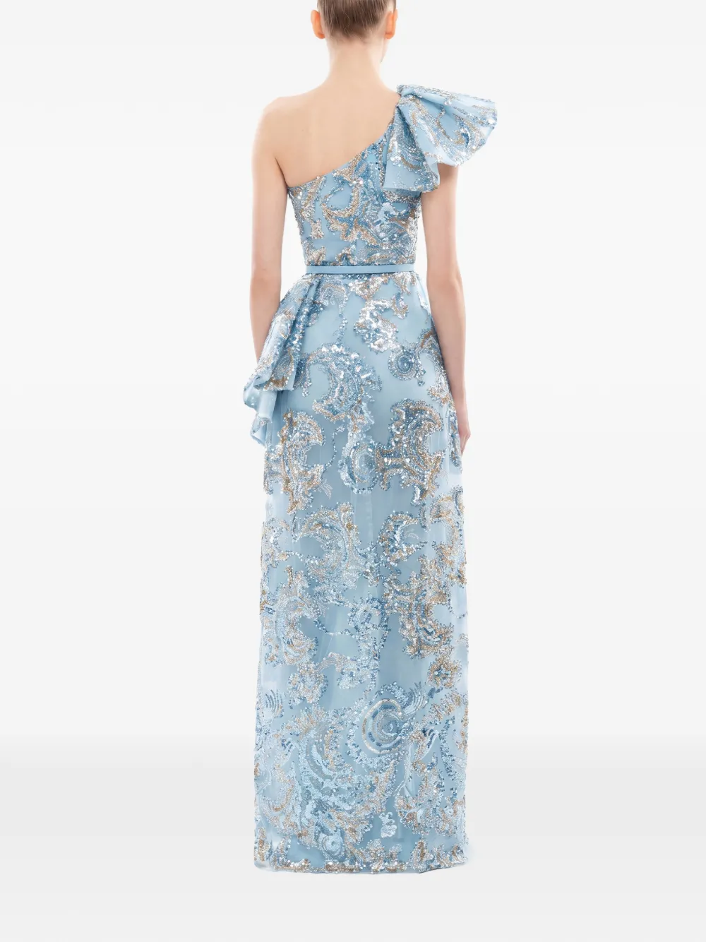 Saiid Kobeisy Maxi-jurk met pailletten en ruches Blauw