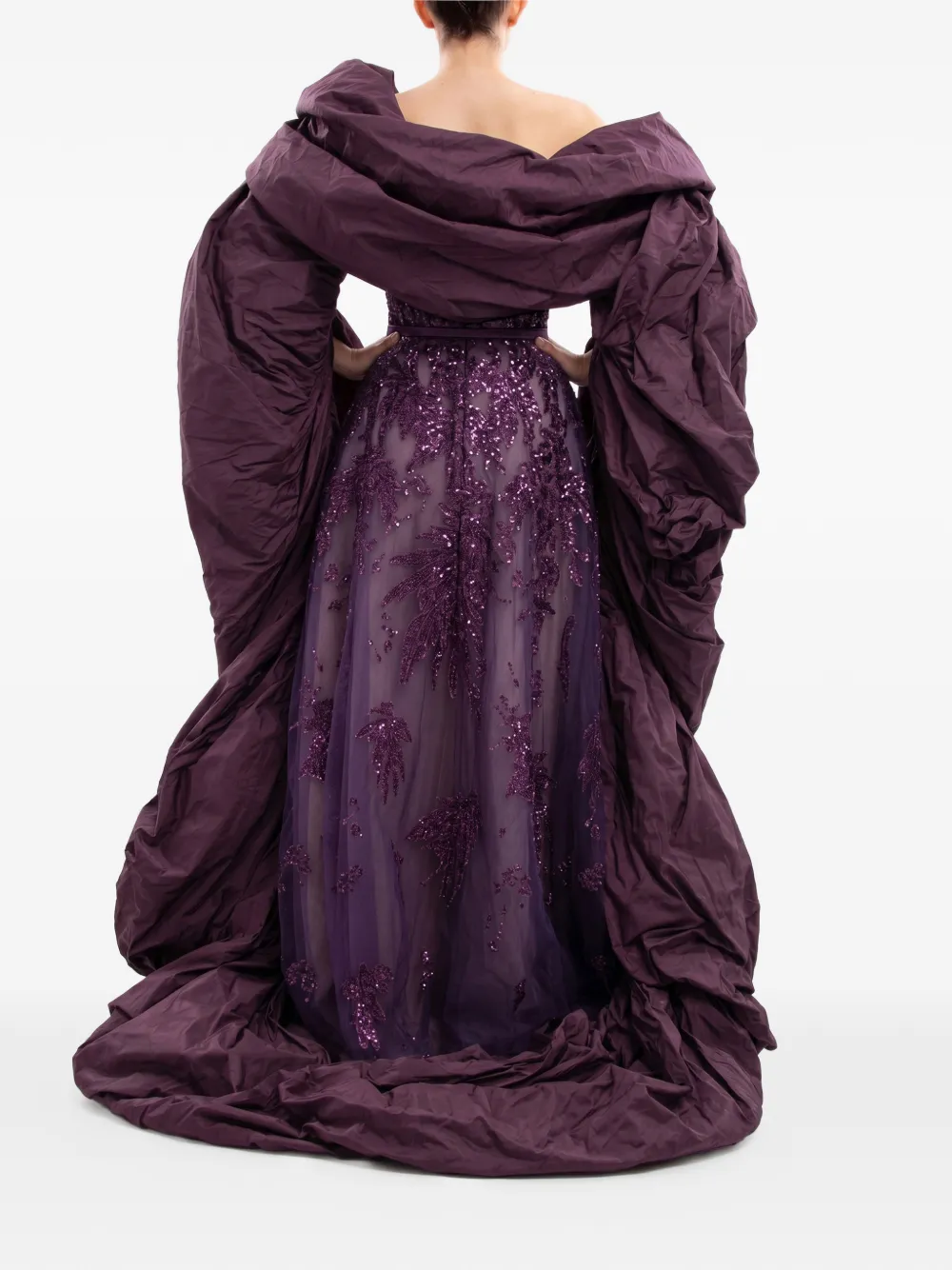 Saiid Kobeisy Strapless maxi-jurk met borduurwerk Paars