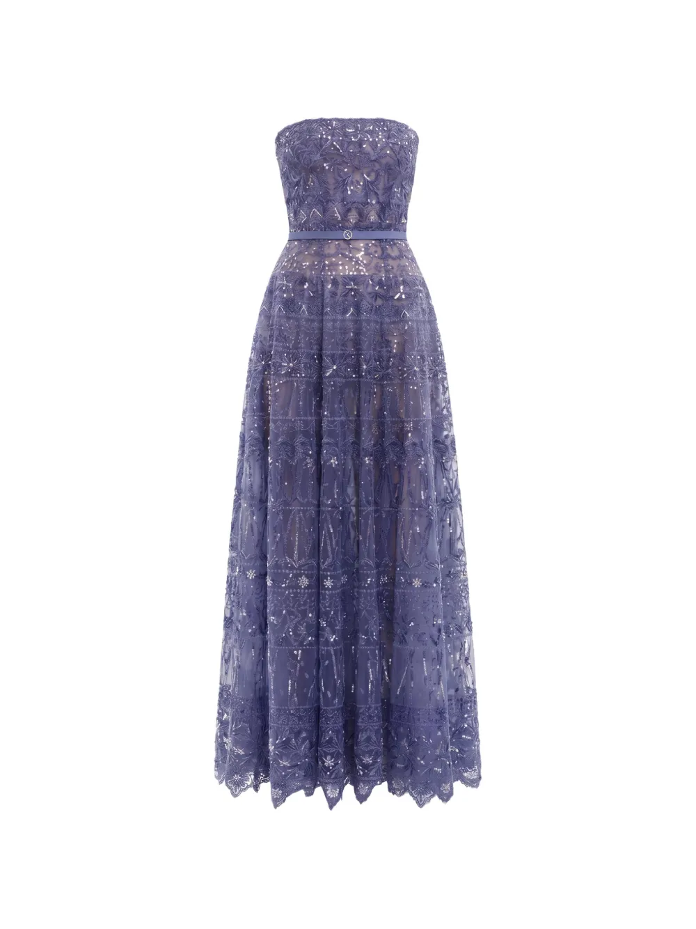 Saiid Kobeisy strapless beaded-tulle maxi dress - Blue