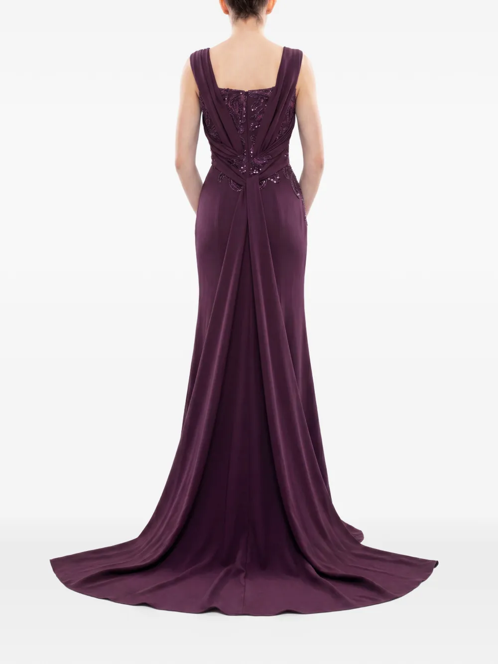 Saiid Kobeisy Gedrapeerde maxi-jurk verfraaid met pailletten Paars