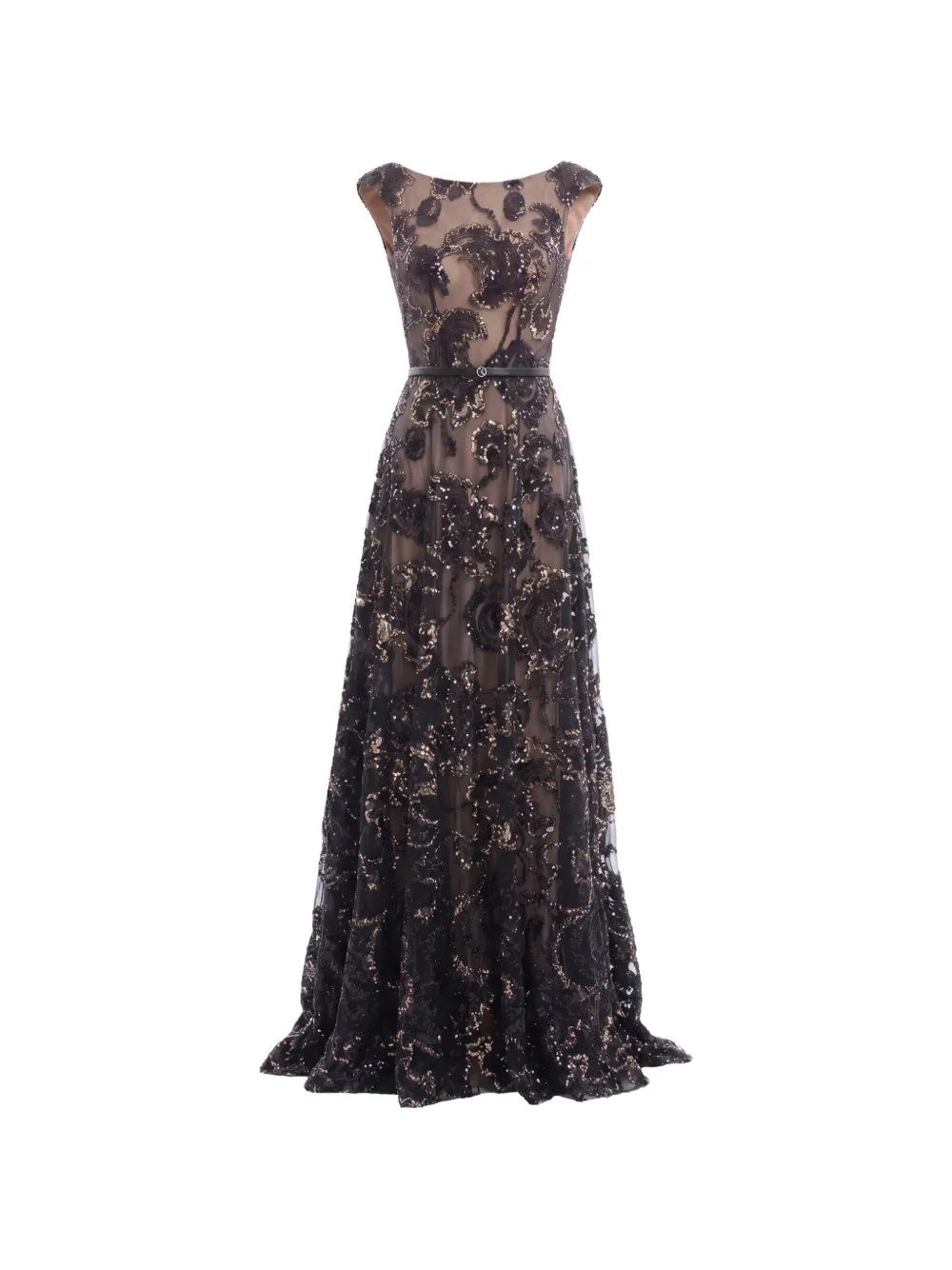 Saiid Kobeisy sequin-embroidered tulle maxi dress - Nero
