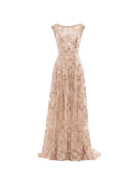 Saiid Kobeisy sequin-embellished embroidered tulle maxi gown