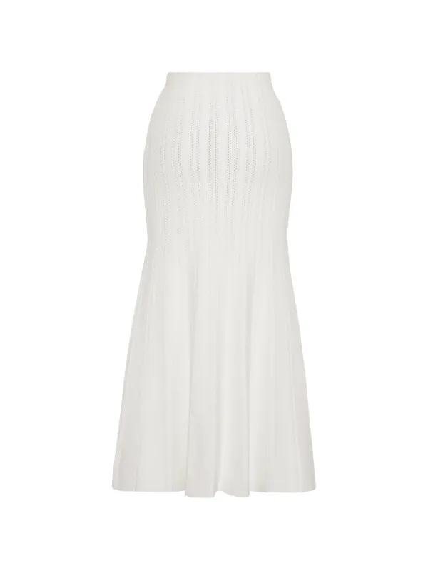 Adam Lippes Lyra Pointelle-knit Midi Skirt in White