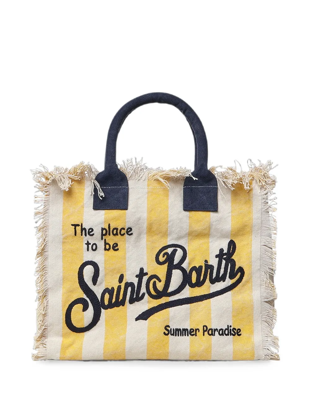 MC2 Saint Barth Colette gestreepte shopper met franje Wit