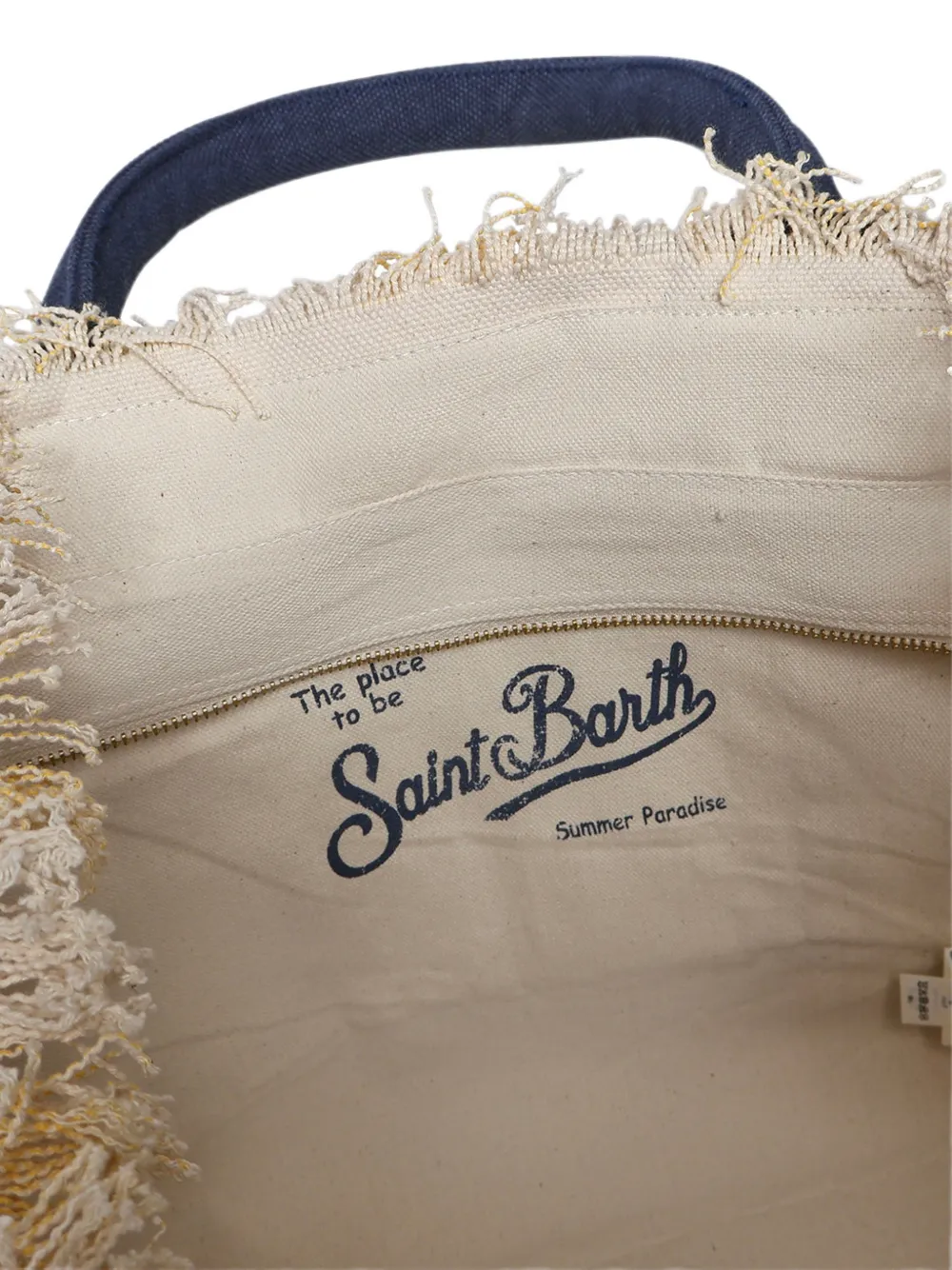 MC2 Saint Barth Colette gestreepte shopper met franje Wit