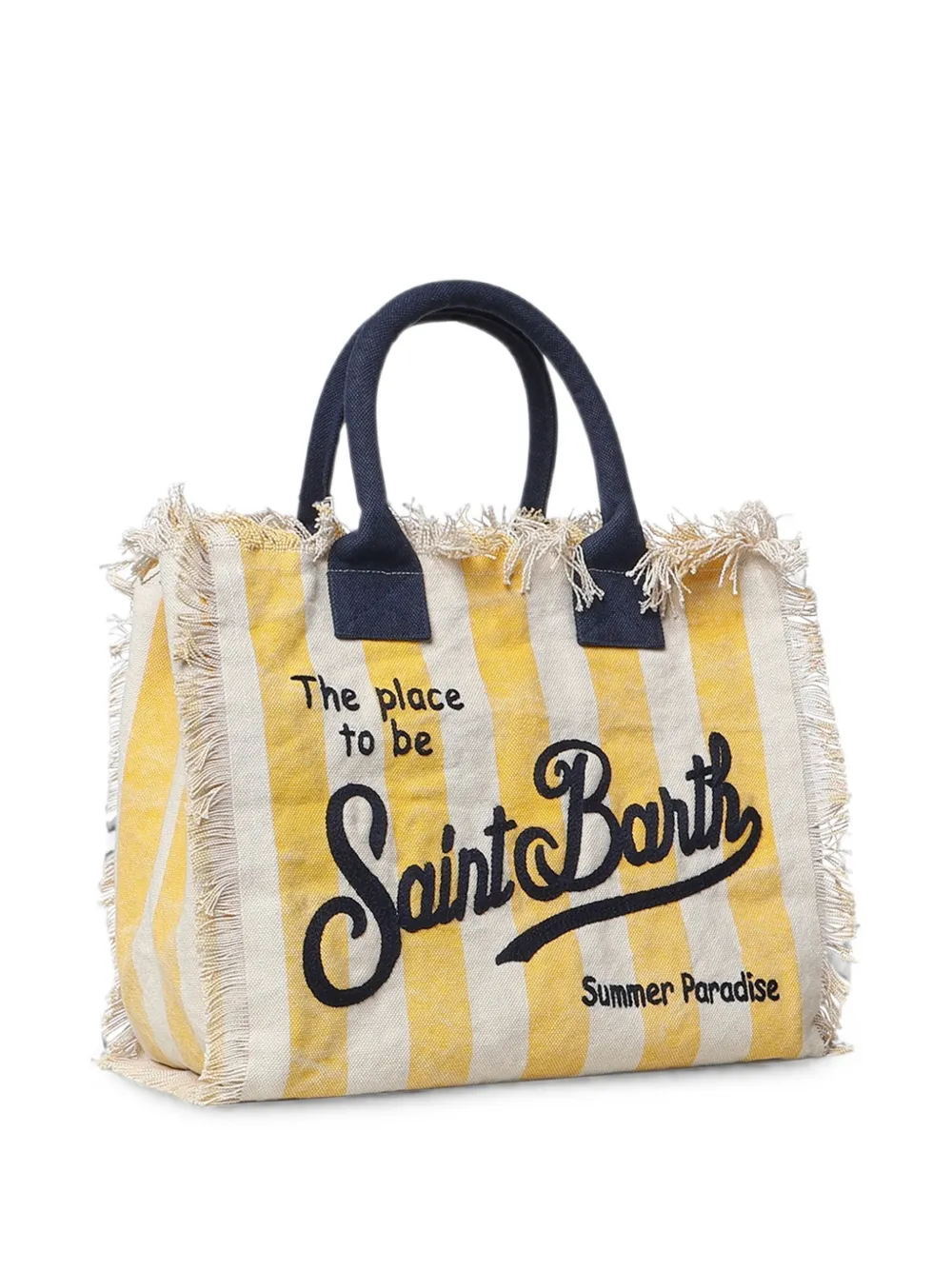 MC2 Saint Barth Colette gestreepte shopper met franje Wit