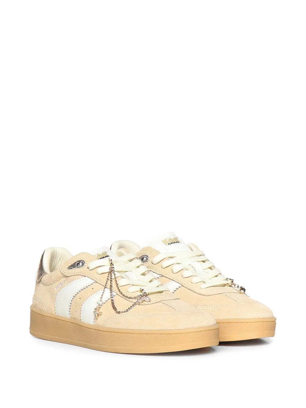 Crime London Wembley chain-detail suede sneakers Beige