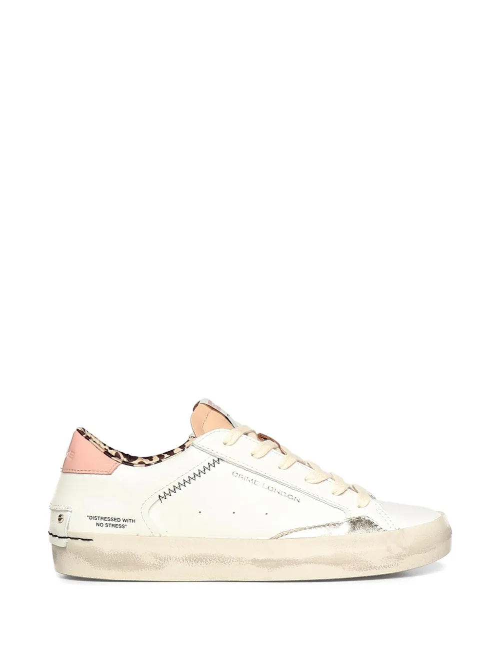 Crime London Distressed lace-up sneakers Wit