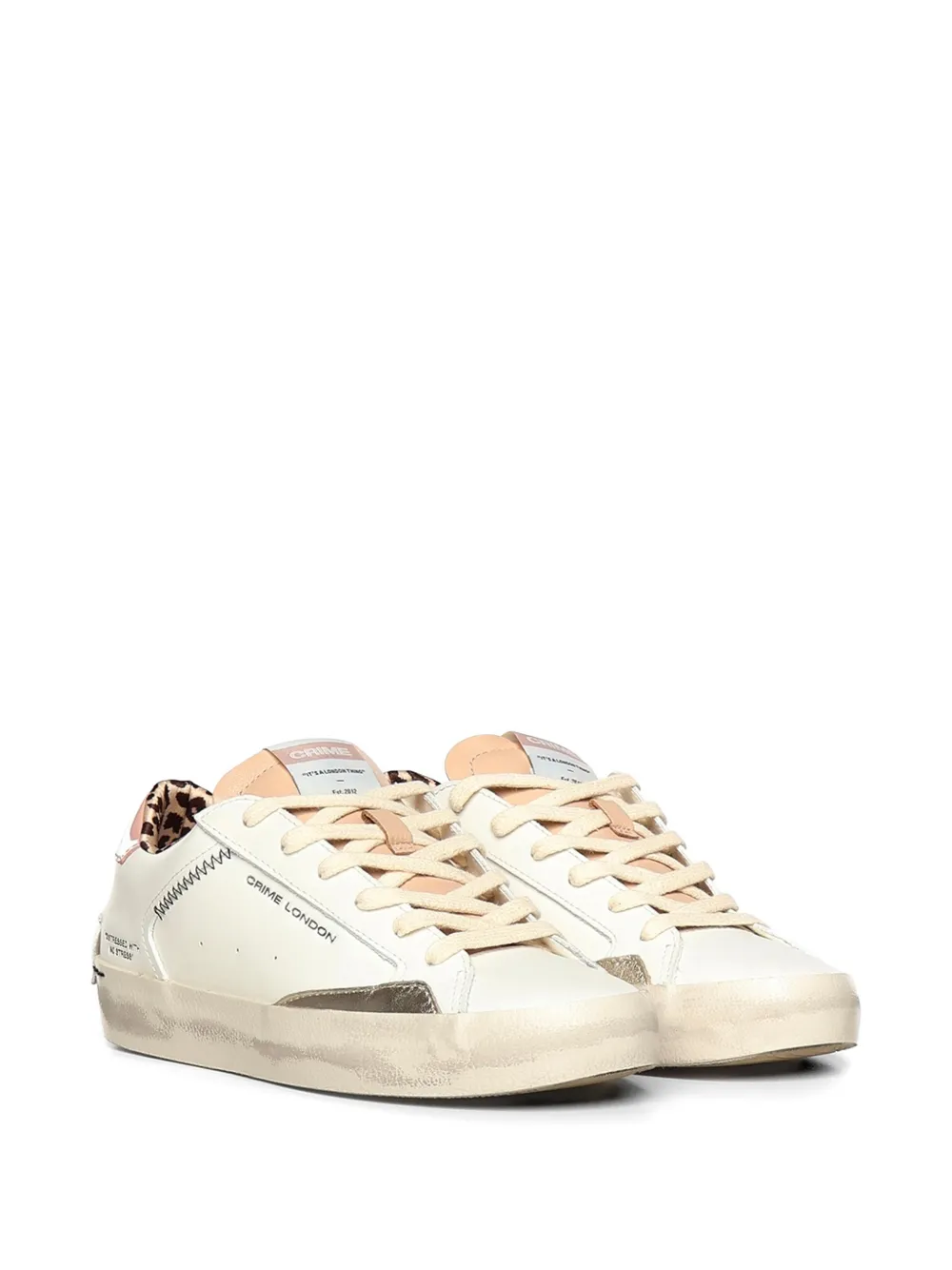 Crime London Distressed lace-up sneakers Wit