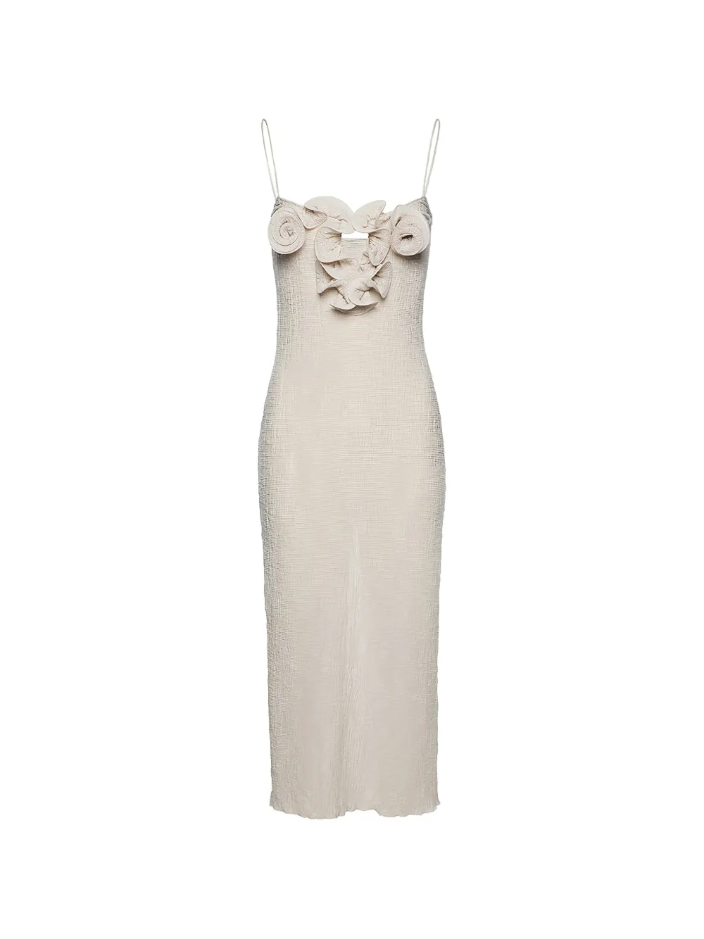 Magda Butrym floral-appliqué midi dress - Nude