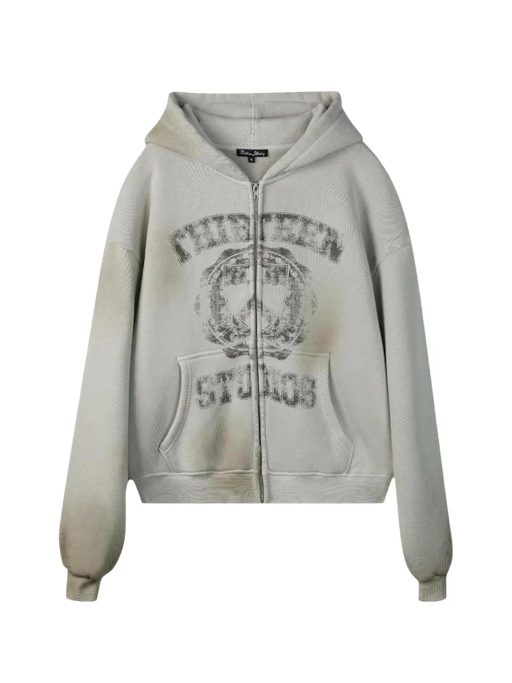 Thirteen Studios University logo-print zip-up hoodie - Weiß