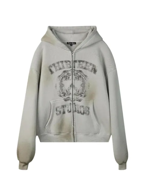 Thirteen Studios University logo-print zip-up hoodie