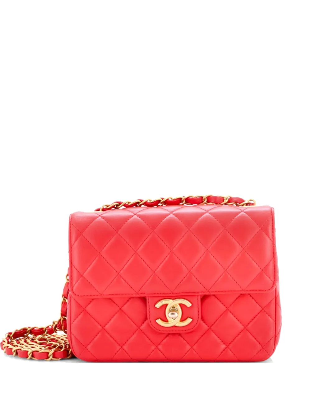 CHANEL Pre-Owned Square Classic Single Flap Bag Quilted Lambskin Mini crossbody bag - Rosso