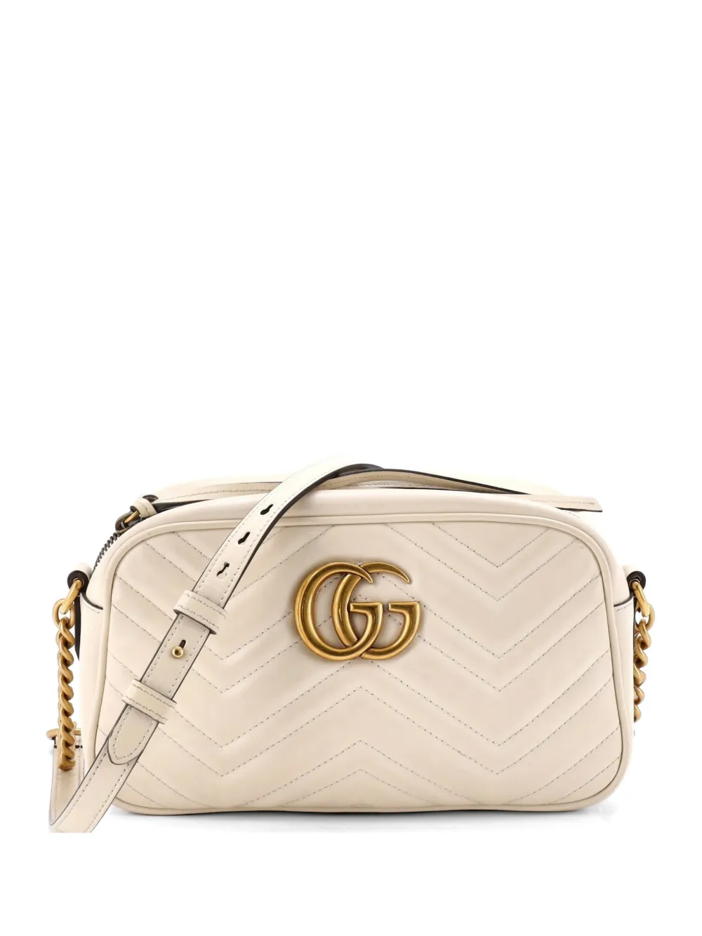 Gucci Pre-Owned Kleine GG Marmont Schultertasche aus Leder mit Matelassé-Effekt - Nude