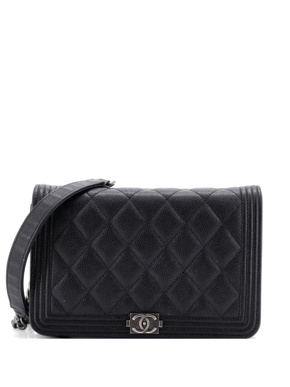 CHANEL Pre-Owned Boy Wallet on Chain Quilted Caviar crossbody bag - Schwarz