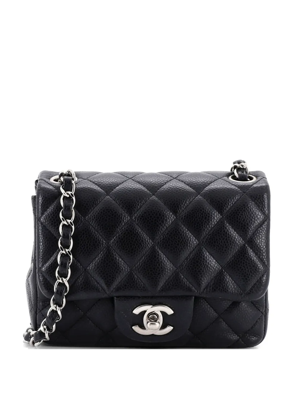 CHANEL Pre-Owned Square Classic Single Flap Bag Quilted Caviar Mini crossbody bag - Nero