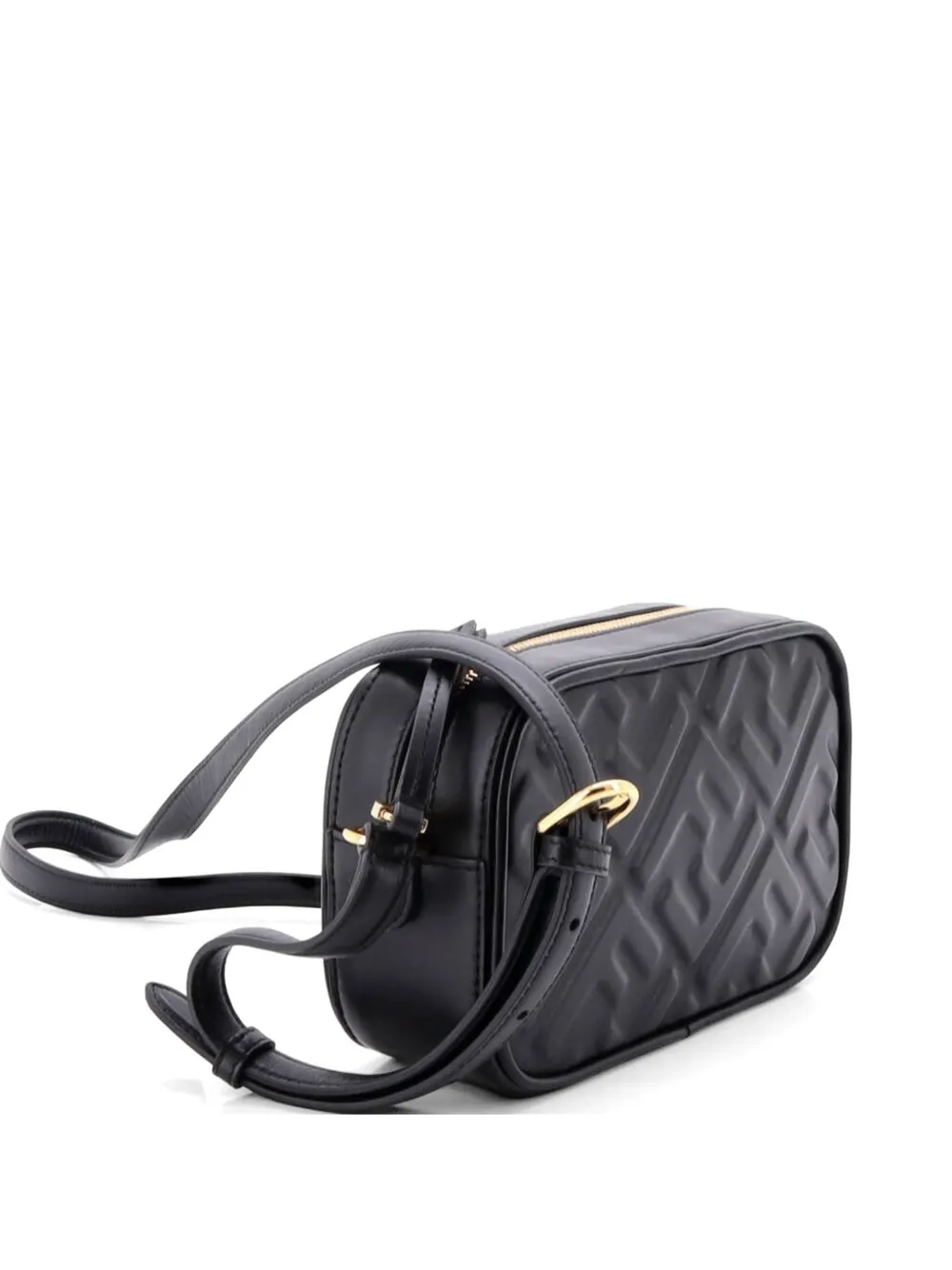 Fendi Pre-Owned Camera Case Bag Zucca Embossed Leather Mini crossbody bag - Black