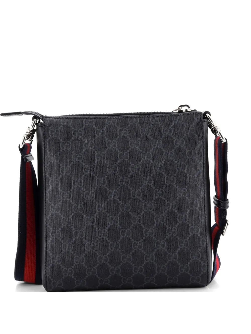 Gucci Pre-Owned Web Strap Front Zip Messenger Bag GG Coated Canvas Small crossbody bag - Nero