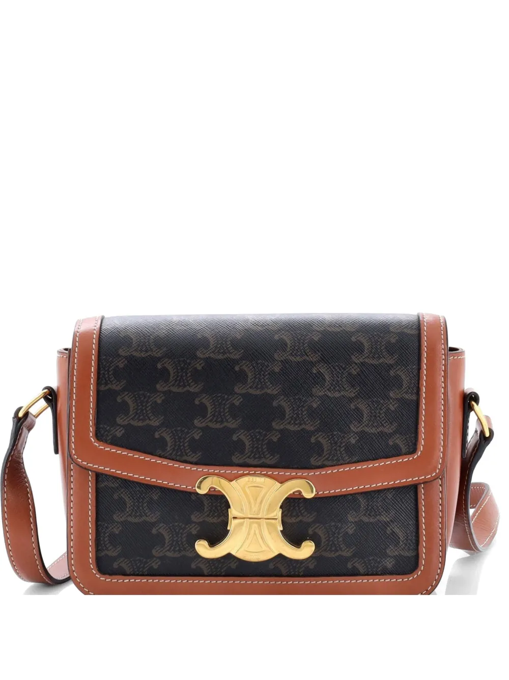 Celine Pre-Owned Triomphe Triomphe Coated Canvas Teen shoulder bag - Marrone