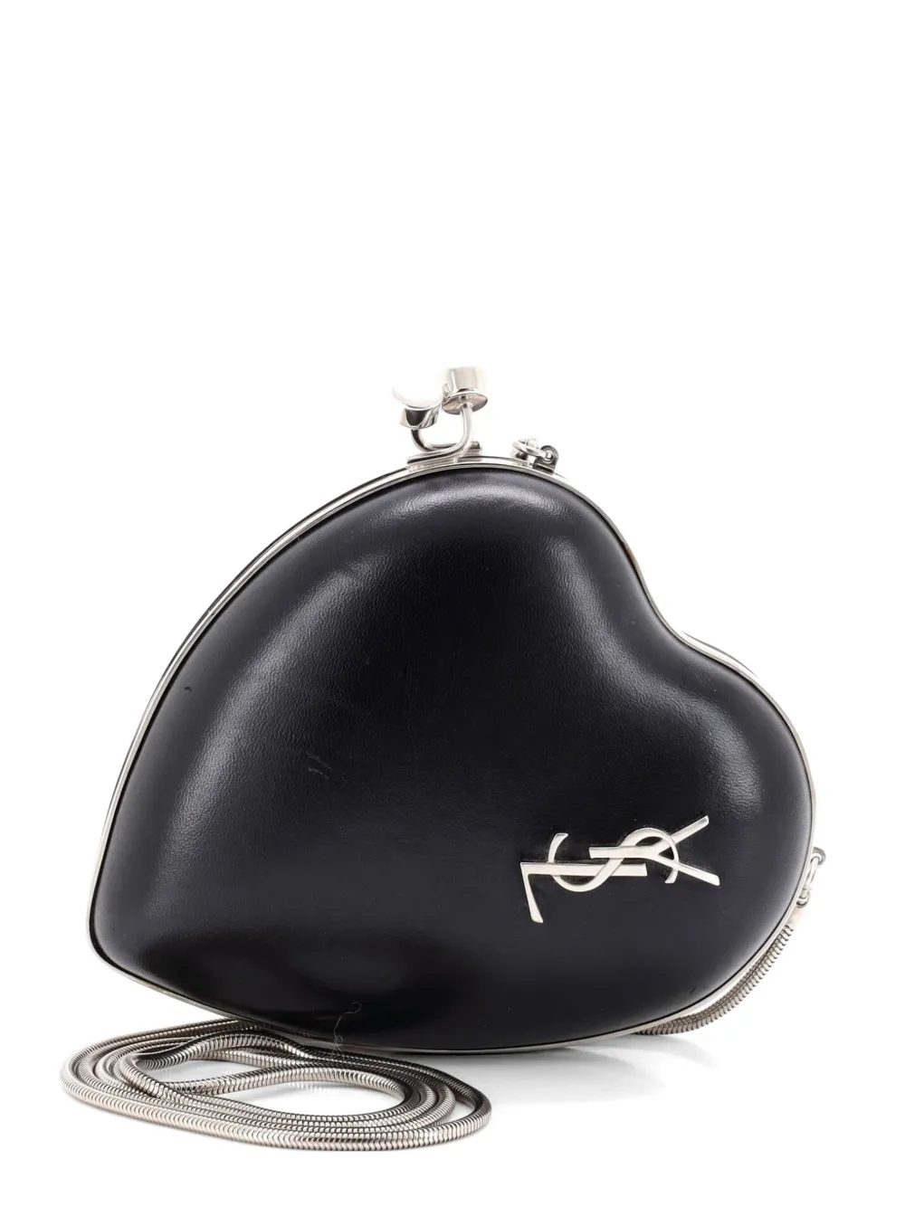 Saint Laurent Pre-Owned Clutch Love Heart Chain Box piccola in pelle - Nero