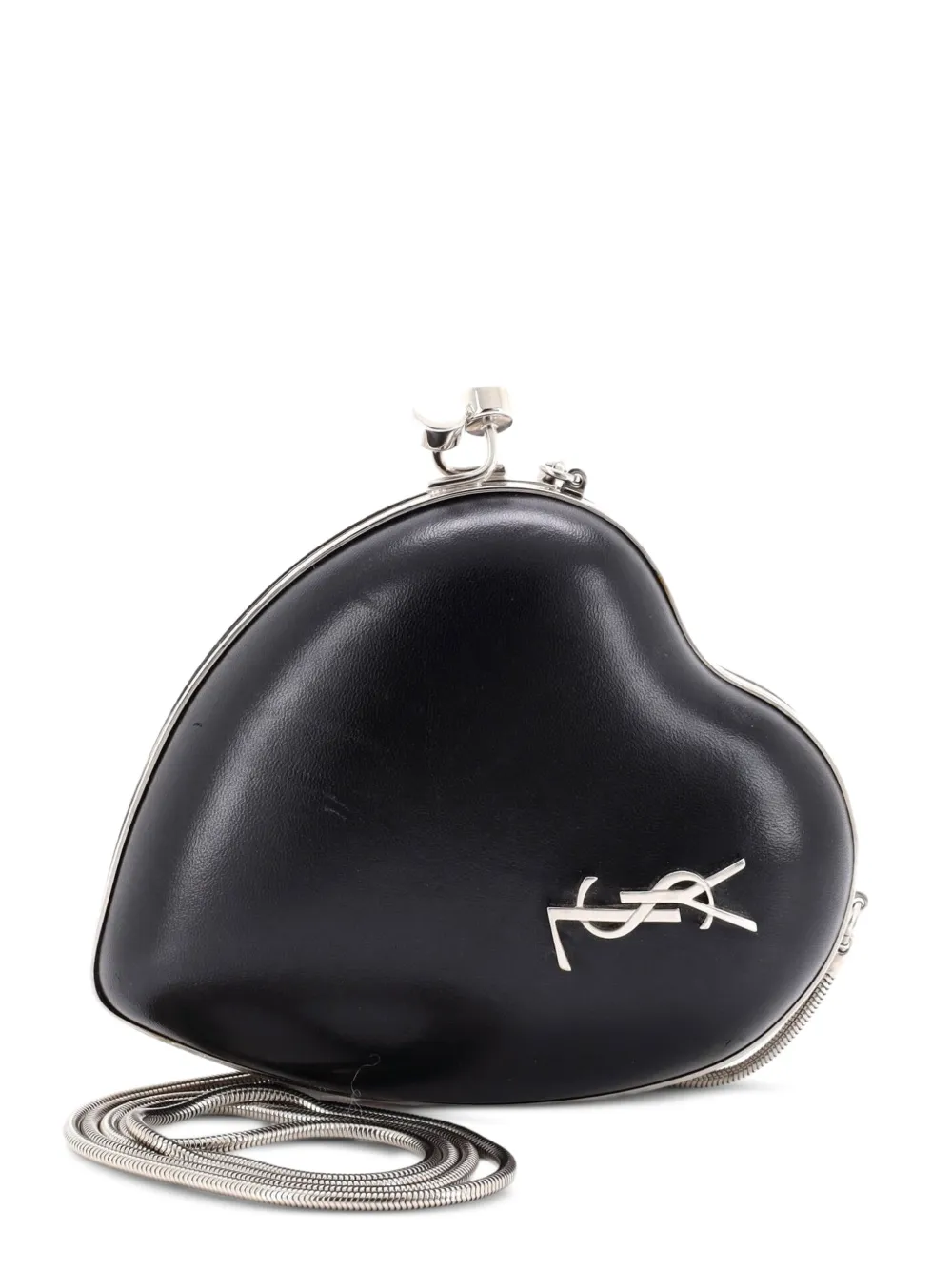 Saint Laurent Pre-Owned Clutch Love Heart Chain Box piccola in pelle - Nero