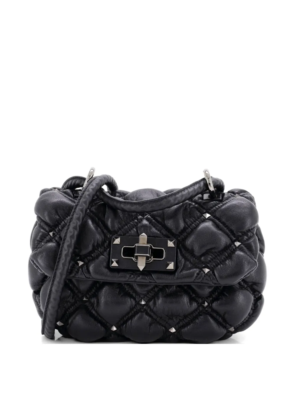 Valentino Garavani Pre-Owned Borsa a tracolla SpikeMe piccola in pelle trapuntata con battente - Nero