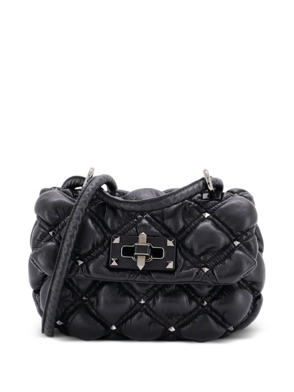 Valentino Garavani Pre-Owned Borsa a tracolla SpikeMe piccola in pelle trapuntata con battente - Nero