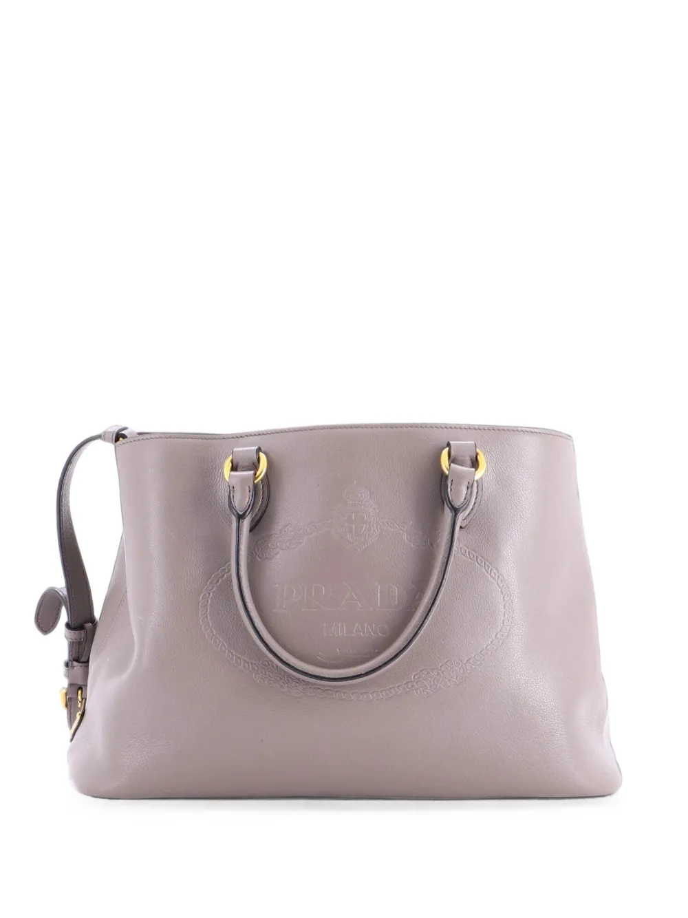 Prada Pre-Owned Borsa tote Convertible Open Glace Calf media con logo goffrato - Grigio