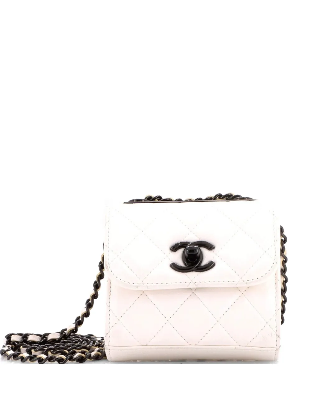 CHANEL Pre-Owned Trendy CC Clutch with Chain Quilted Lambskin Small crossbody bag - Bianco
