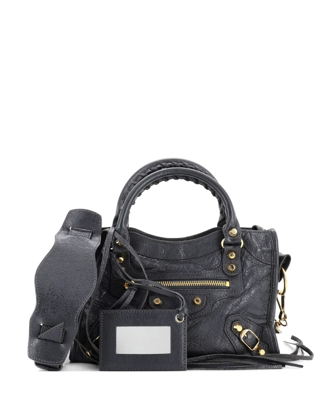 Balenciaga Pre-Owned City Classic Studs Bag Leather Mini satchel - Grigio