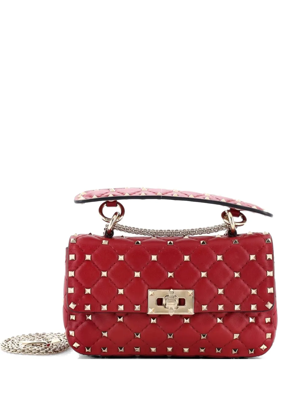 Valentino Garavani Pre-Owned Rockstud Spike Flap Bag Quilted Leather Small crossbody bag - Rosso
