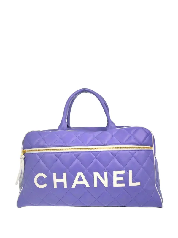 Chanel Pre-owned 1995 Quilted Logo-lettering Holdall in Purple