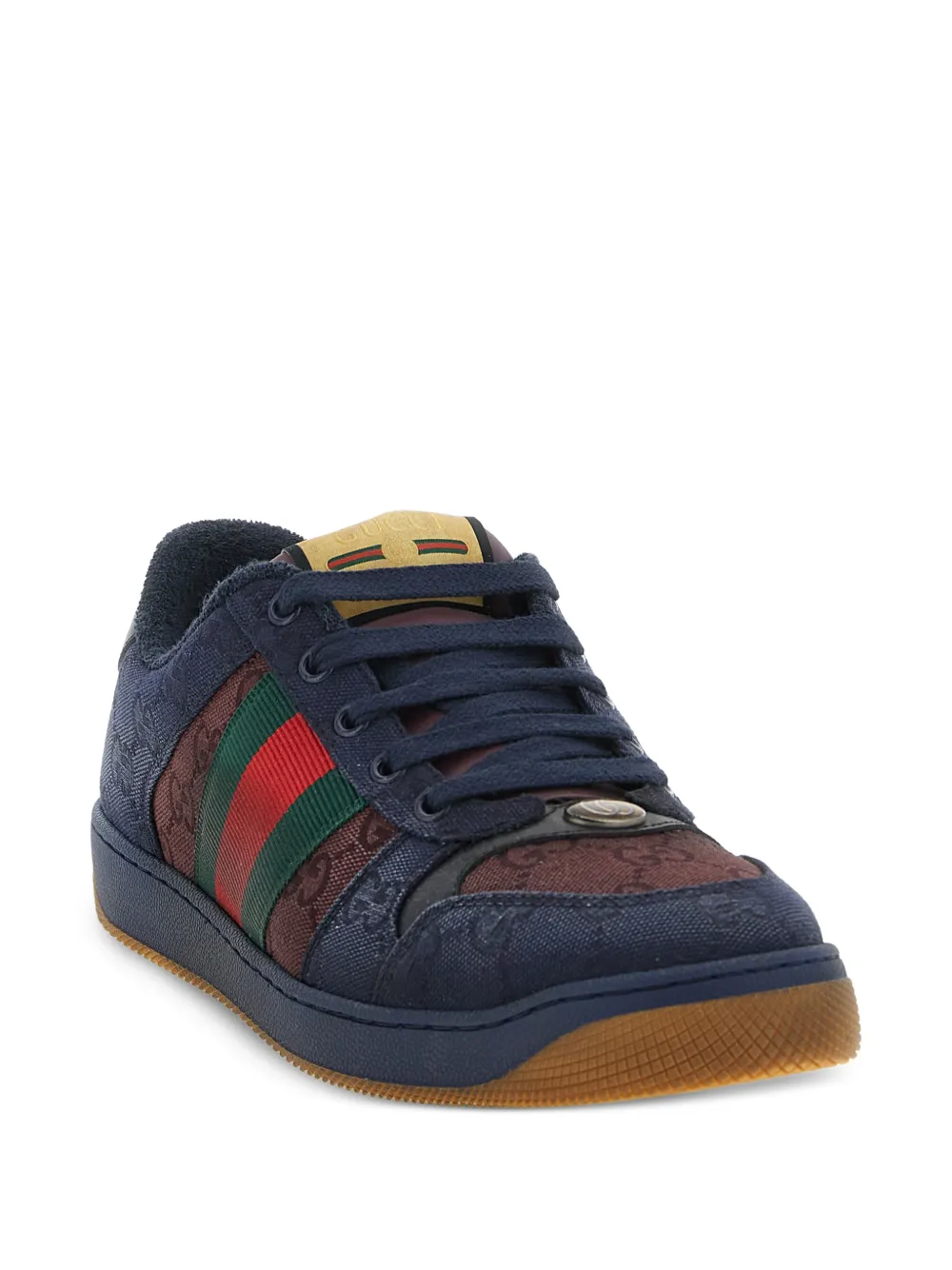 Gucci Screener GG lace-up cotton sneakers Blauw