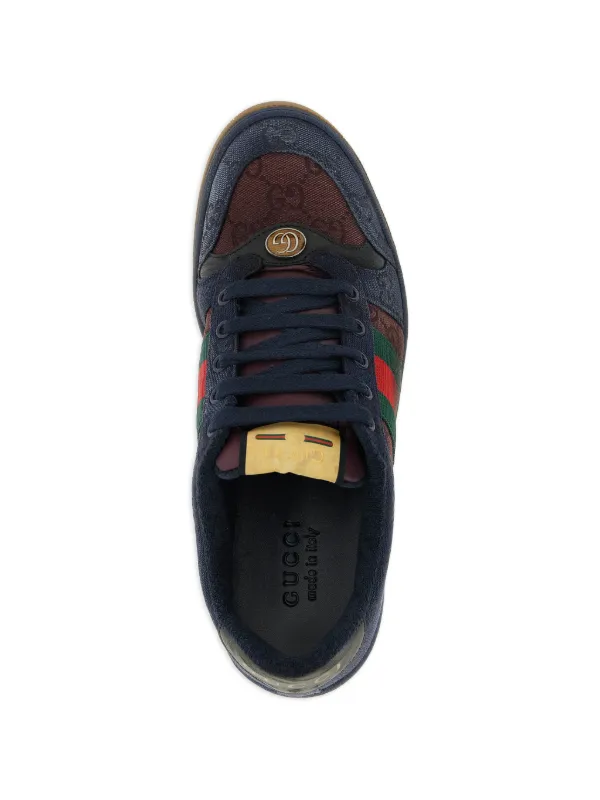 Gucci Screener GG lace-up Cotton Sneakers | Blue | FARFETCH