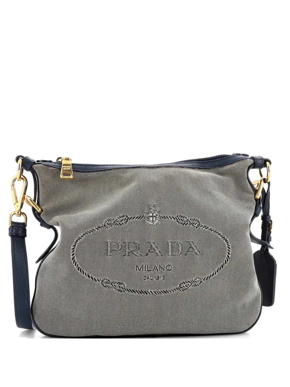 Prada Pre-Owned Logo Messenger Bag Canvas with Leather Small crossbody bag - Blau
